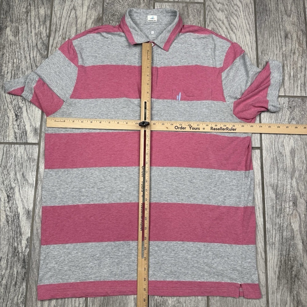 Johnnie O Hanging Out Polo Shirt Mens XL Pink/Gray Short Sleeve Preppy Striped - Picture 5 of 9